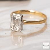 18kt Yellow &amp; White Gold Rub Over Emerald Cut 2.00ct D VS1 Laboratory Diamond Solitaire Ring image