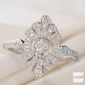 Platinum Antique Style Marquis Shape Grain Set Natural 0.26ct Diamond Ring image