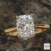 18kt Yellow Gold &amp; Platinum 2.11ct VVS2 Long Cushion Laboratory Diamond Solitaire Ring image