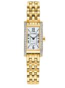 Citizen Ladies Eco-Drive Gold Plated Rectangular MOP Stainless Steel Dial Bracelet Watch image
