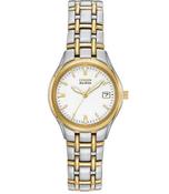 Citizen Ladies Silhouette Eco Drive Two Tone White Dial Bracelet Watch image