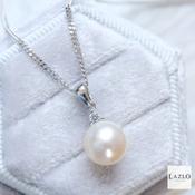 Amore Sterling Silver CZ Freshwater Pearl Pendant &amp; Chain image