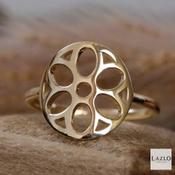 9kt Yellow Gold Round Open Flower Design Ring image