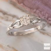 Amore 9kt White Gold 0.12ct Cluster Plain Split Shoulders Diamond Ring image