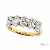 9kt Yellow Gold 5 Stone Oval Laboratory 2.00ct Diamond Ring