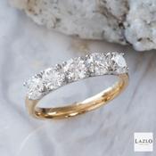 18kt Yellow Gold 5 Stone Round Brilliant Laboratory 1.63ct Diamond Ring image