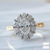 18kt Yellow &amp; White Gold Cluster 1.06ct Oval Laboratory Diamond &amp; 0.86ct Surround Engagement Ring image