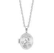 Laura Ashley Sterling Silver Blue Birds Floral Swallow Locket &amp; Chain image