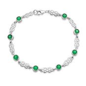 Sterling Silver CZ Emerald Celtic 7.5 Inch Bracelet image