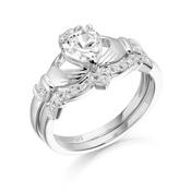 Sterling Silver CZ Claddagh Ring Set image