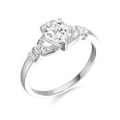 Sterling Silver CZ Micro Pave and CZ Heart Claddagh Ring image