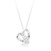 Sterling Silver Floating Heart CZ Pendant &amp; Chain image