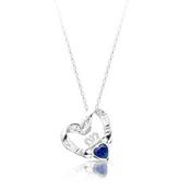 Copy of Sterling Silver Floating Heart Faux Sapphire Claddagh Necklace image