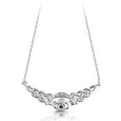 Silver Claddagh &amp; Celtic Faux Emerald CZ Necklace
