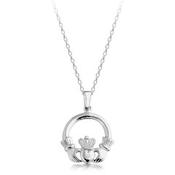 Plain Sterling Silver Claddagh Pendant and Chain image