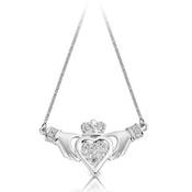 Sterling Silver Claddagh  Micro Pavé Necklace image