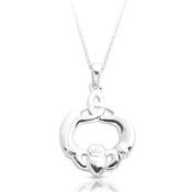 Sterling Silver Trinity Knot &amp; Claddagh Necklace image
