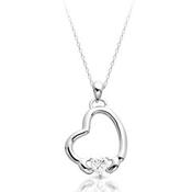Silver Floating Heart Claddagh Pendant and Chain image