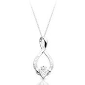 Silver Claddagh Teardrop CZ Pendant &amp; Chain image