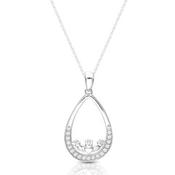 Silver Teardrop Claddagh CZ Pendant &amp; Chain image