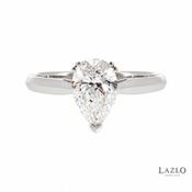 Andre Michael 9kt White Gold Pear Cut 1ct D/E VS1 Solitaire Laboratory Diamond Ring image