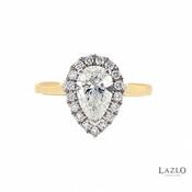 Andre Michael 9kt Yellow Gold 1.00ct D VS1 Pear Halo Laboratory Diamond Ring