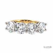 18kt Yellow Gold 4 Stone 4.07ct D VVS2 Round Brilliant Laboratory Diamond Ring
