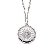 Sterling Silver CZ Disc Pendant &amp; Chain image