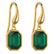 Sterling Silver Gold Plated Emerald Crystal Asscher Cut Drop Earrings image