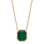 Sterling Silver Gold Plated Green Emerald Precious Crystal Asscher Necklace image