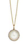 9kt Yellow Gold Mabe Pearl &amp; Diamond Necklace image