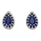 9kt White Gold Sapphire Teardrop Stud Earrings image