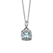 9kt White Gold Aquamarine &amp; Diamond Necklace image
