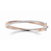 Sterling Silver &amp; Rose Gold Plated CZ Bangle image