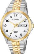 Citizen Gents Quartz Two Tone Expanding Bracelet White Dial Watch image
