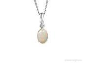 Sterling Silver Gold Plated Rubover Opal &amp; CZ Pendant &amp; Chain image
