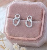 18kt White Gold Double Curb Shape Diamond Earrings image