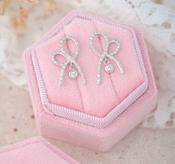 Vera Wang 18kt White Gold Diamond Bow Earrings image