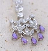 9kt White Gold Amethyst CZ Pendant &amp; Chain image