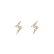 9kt Yellow Gold CZ Lightening Bolt Stud Earrings