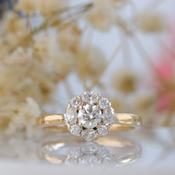18kt Rose Gold Cluster 0.78ct Four Ovals Five Round Diamond Engagement Ring image