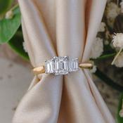 18kt Rose Gold Three Stone Emerald Cut G VS1 1.01ct Diamond Engagement Ring image