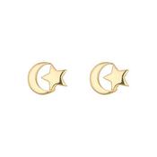 9kt Yellow Gold Star &amp; Moon Stud Earrings image