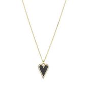 9kt Yellow Gold CZ Rimmed Black Onyx Heart &amp; Chain image