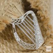 Sterling Silver CZ Harp Brooch image