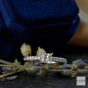 18kt White Gold Princess Cut 0.50ct G SL1 Solitaire Castille Set Diamond Shoulders Ring image