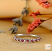 18kt White Gold 17 Stone Micro Pave Set 0.12ct Ruby &amp; 0.19ct Diamond Eternity Band image