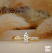18kt Yellow Solitaire 0.25ct Marquise Diamond &amp; 0.12ct Pave Set Engagement Ring image