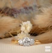 18kt Yellow Gold F VS 0.50ct Oval Diamond &amp; 0.32ct Round Brilliant Engagement Ring image
