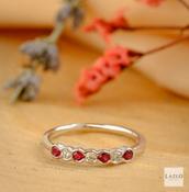 18kt White Gold Seven Stone Rubover Set Ruby &amp; Diamond Eternity Ring image